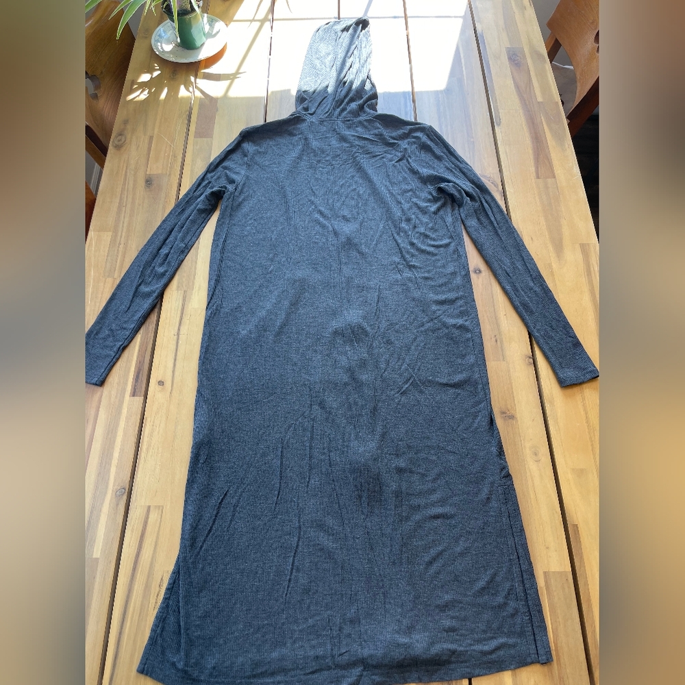 Kittenish Womens Grey Lightweight Soft Ribbed Long Full Zip Hoodie‎ Size X-small - Picture 2 of 3